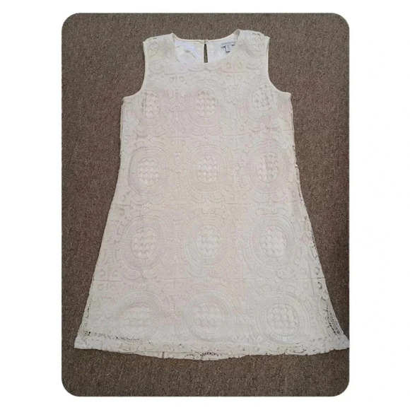 Katherine Barclay White Crochet Lace  Sleeveless Midi Dress Size 12 - Picture 7 of 12